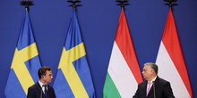 Le premier ministre suedois ulf kristersson et le premier ministre hongrois viktor orban
