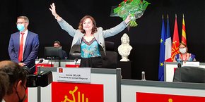 La socialiste Carole Delga réélue présidente lors de l'assemblée plénière du Conseil régional d'Occitanie le 2 juillet 2021.