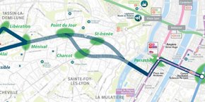 Le tram express semi-enterré prévoit, quant à lui, de transporter entre 40.000 et 60.000 voyageurs par jour sur un tracé de 6 kilomètres qui relierait le 5e arrondissement de Lyon à Tassin-la-Demi-Lune, avec 3 ou 4 kilomètres en sous-terrain.