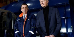 Le PDG d'EDF, Luc Rémont, aux côtés du ministre de l'Economie et des Finances, Bruno Le Maire.