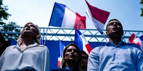 Marine Le Pen et Jordan Bardella, en juin à l’université d’été du RN à Beaucaire (Gard).