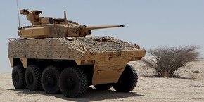 Le véhicule blindé, qui est « combat proven » (huit roues de 28/32 tonnes), serait équipé d'une tourelle armée d'un canon de 40 mm fabriqué par CTA International, filiale à 50/50 entre l'industriel français et BAE Systems.