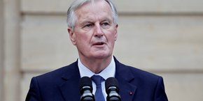 Michel Barnier lors de son discours de passation à Matignon jeudi 5 septembre.