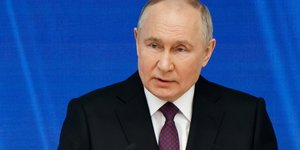 Le president russe vladimir poutine prononce son discours annuel devant l'assemblee federale
