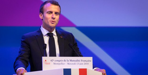 Emmanuel Macron, lors du 42e congrès de la Mutualité française à Montpellier, le 13 juin 2018