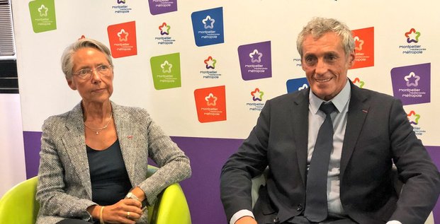 Elisabeth Borne, ministre des Transports, et Philippe Saurel, maire de Montpellier et président de la Métropole