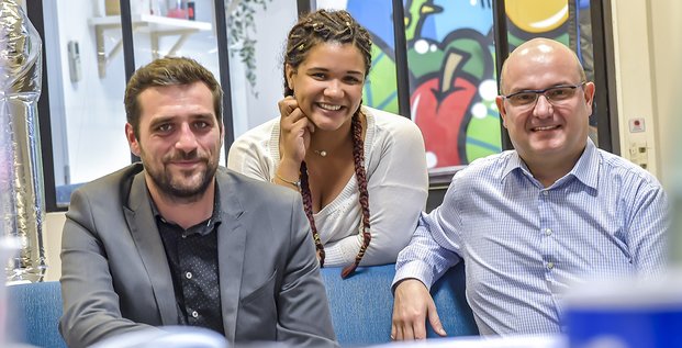 De gauche à droite : Arnaud Bidou et Stéphanie Laporte, co-dirigeants d'Otta, et François-Luc Moraud, directeur des Experts du digital