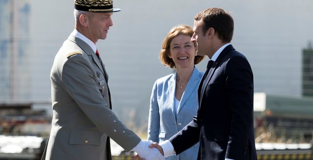 général François Lecointre, chef d'état-major des armées, Florence Parly, ministre des Armées, Emmanuel Macron, président de la République