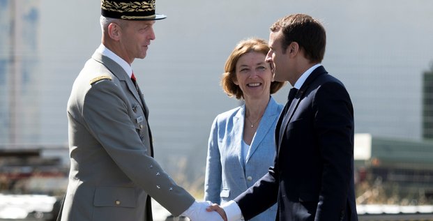 général François Lecointre, chef d'état-major des armées, Florence Parly, ministre des Armées, Emmanuel Macron, président de la République