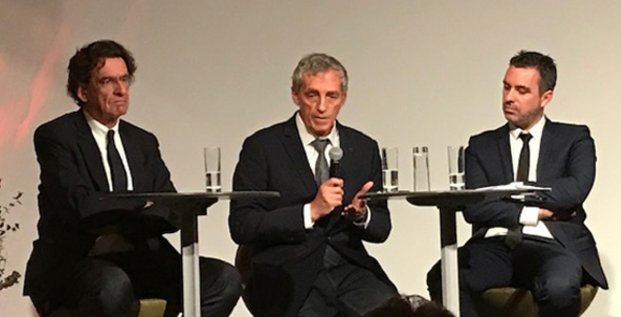 Luc Ferry, Philippe Saurel et Laurent Villaret, le 18 décembre 2018 à Montpellier