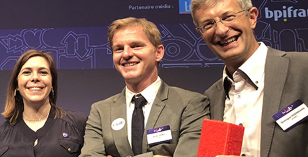 S. Huberlant, X. Garric et G. Issenmann, cofondateurs de Womed, lors de la finale du Grand Prix I-Lab 2018