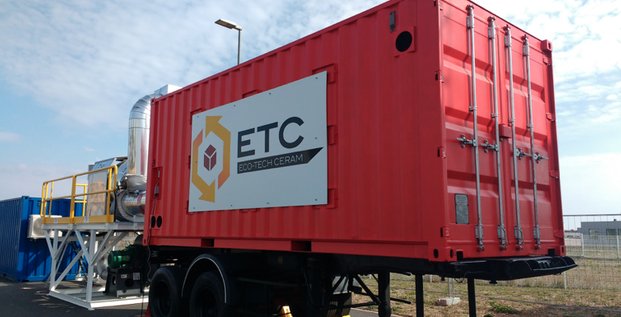 L'accumulateur de chaleur, sous forme de container métallique, développé par Eco-Tech Ceram