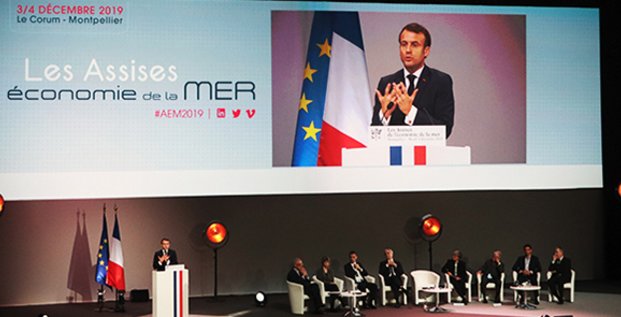 Emmanuel Macron aux Assises de l'économie de la mer à Montpellier, le 3 décembre 2019