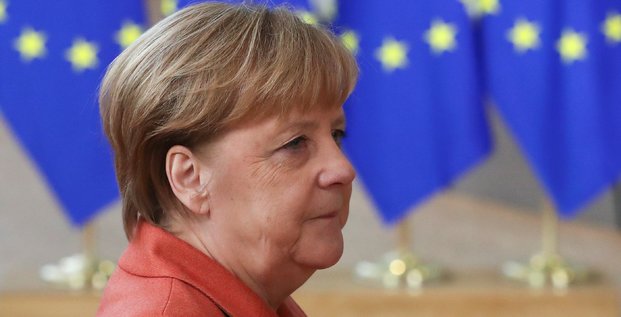 Arrivée d'Angela Merkel au sommet des leaders européens à Bruxelles, le 12 décembre 2019.