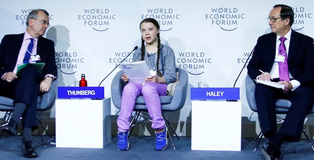 Greta Thunberg, François Villeroy de Galhau, Banque de France, John J. Haley, Willis Towers Watson, World Economic Forum (WEF)