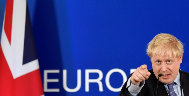 Boris Johnson, premier ministre britannique, lors du sommet des leaders de l'Union européenne, le 17 octobre 2019 à Bruxelles