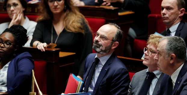 Le Premier ministre Edouard Philippe lors d'une séance de questions au gouvernement à l'Assemblée nationale, avant le vote de deux motions de censure visant le projet de réforme des retraites