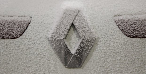 Renault, logo, hiver, neige
