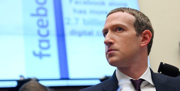 Le PDG de Facebook Mark Zuckerberg lors d'une audience au Congrès américain pour présenter la Libra, le 23 octobre 2019