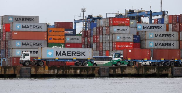 Des conteneurs Maersk dans le port de Santos, au Brésil
