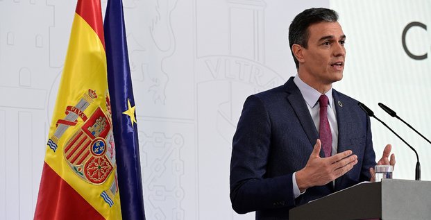 Le president du gouvernement espagnol pedro sanchez, lors d'un evenement public