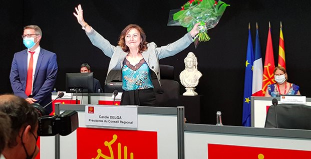 La socialiste Carole Delga réélue présidente lors de l'assemblée plénière du Conseil régional d'Occitanie le 2 juillet 2021