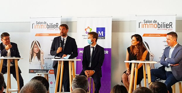 Le maire de Montpellier Michael Delafosse inaugure le salon de l'immobilier le 24 septembre 2021