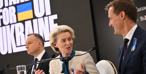 Ursula von der Leyen lors de la conférence Stand up for Ukraine.