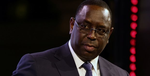 Le president senegalais macky sall lors d'une conference a paris
