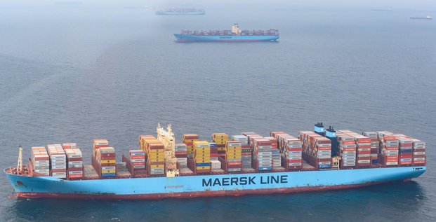 Maersk, porte-conteneurs à l'ancre,