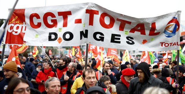 grève, manifestation, Donges, réforme des retraites 19 janvier