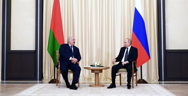 Le president russe vladimir poutine rencontre le president bielorusse alexandre loukachenko dans les environs de moscou