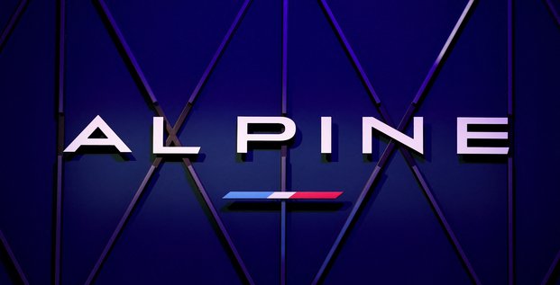 Photo du logo d'alpine au salon de l'automobile de paris
