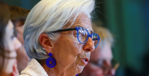 Lagarde, presidente de la bce, s'exprime devant le parlement europeen, a bruxelles.