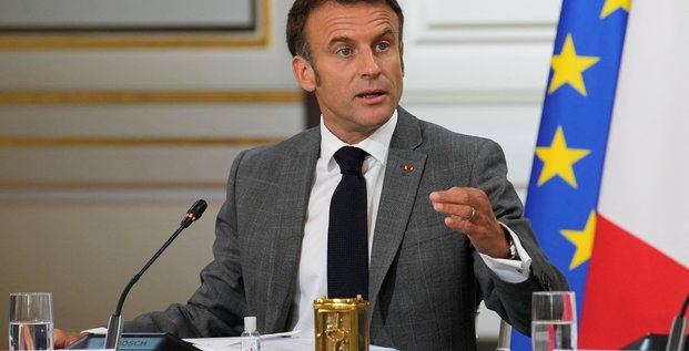 Le president francais emmanuel macron s’exprime durant une reunion du cabinet