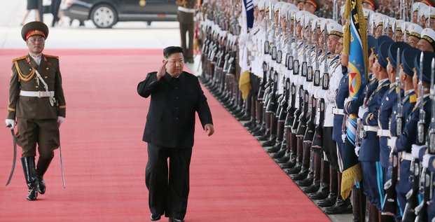 Le dirigeant nord-coreen kim jong-un lors de son depart pour la russie