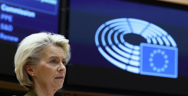 La presidente de la commission europeenne, ursula von der leyen, s'adresse au parlement europeen a bruxelles