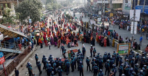 Des manifestants du secteur du textile au bangladesh