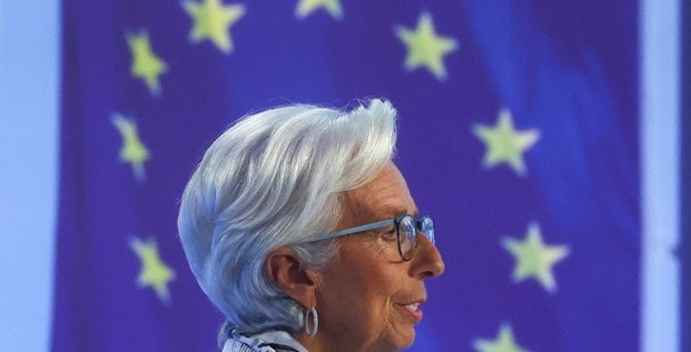 Christine lagarde, presidente de la bce, lors d'une conference de presse a l'issue d'une reunion de politique monetaire a francfort