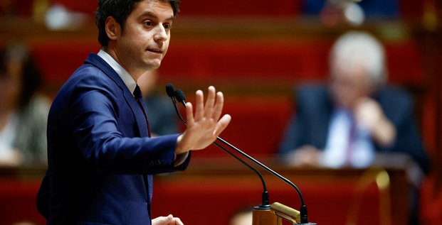 Le premier ministre francais, m. attal, s'exprime a l'assemblee nationale a paris
