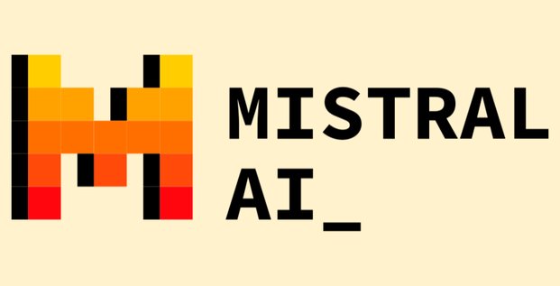 Mistral AI logo sur fonds