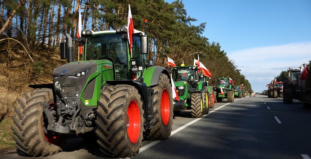 Des agriculteurs polonais bloquent l'autoroute frontaliere allemande