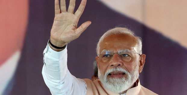 Le premier ministre indien narendra modi lors d'un meeting a meerut, en inde