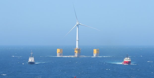 7 MW floating wind turbine Fukushima, windmill, windfarm, offshore, éoliennes, marin