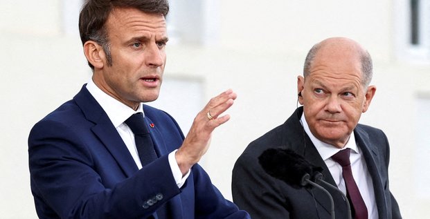 Emmanuel Macron et Olaf Scholz en Allemagne le 28 mai 2024