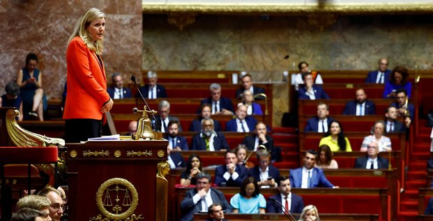 Yael braun-pivet, lors de son discours apres avoir ete elue presidente de l'assemblee nationale