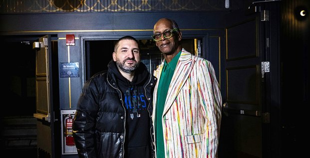 Le trompettiste Ibrahim Maalouf avec le champion olympique d’athlétisme Bob Beamon.