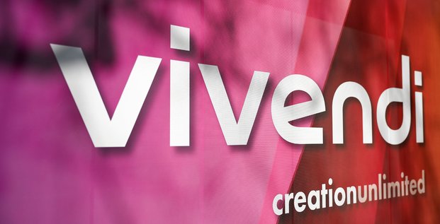 Le logo de vivendi est represente au siege de la societe a paris