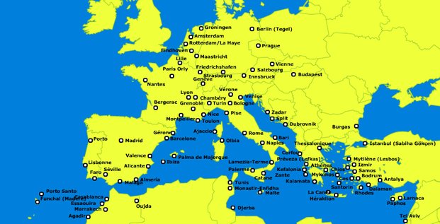 carte destinations transavia