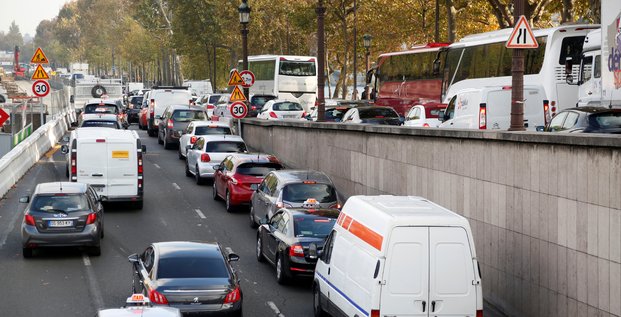 Voies sur berges fermées, Paris, Seine, embouteillage, pollution automobile,